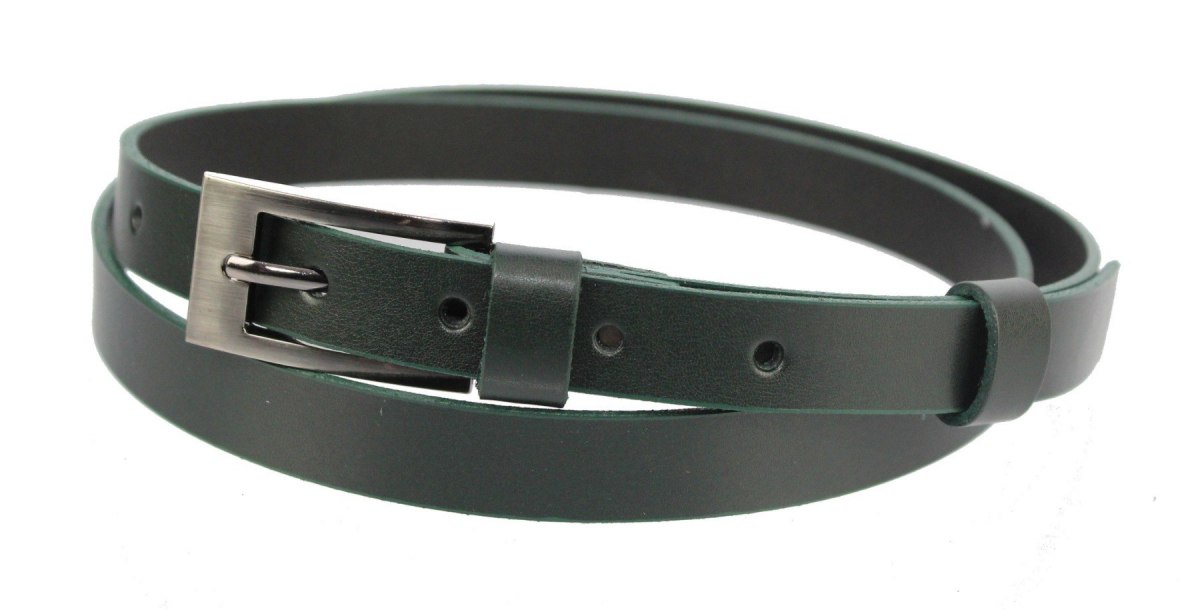 Pasek Damski Skórzany Gładki COMPLEX (PL) 20 mm BUTELKOWA ZIELEŃ Wąski