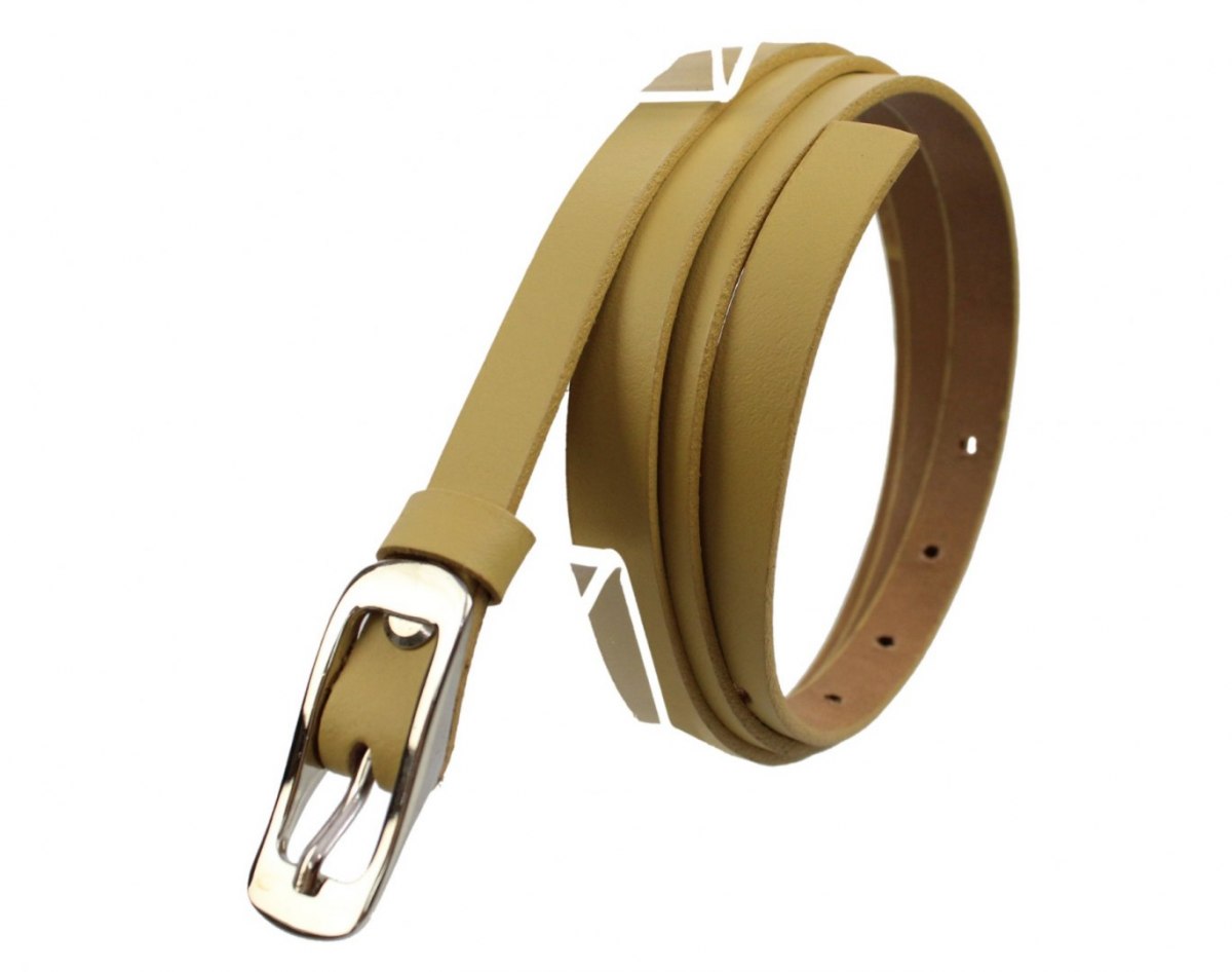 Complex (PL) Pasek Damski Skórzany (PL) 15 mm JASNY CIELISTY Wąski