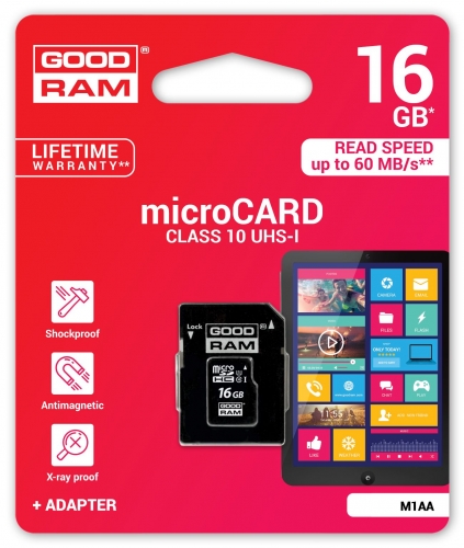 Goodram microSD Class 10 16GB + adapter (M1AA-0160R11)