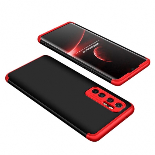 GKK 360 Protection Case etui na całą obudowę przód + tył Xiaomi Mi Note 10 Lite czarno-czerwony - Czerwony Czarny