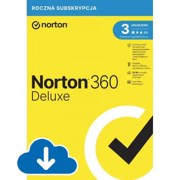 Kod aktywacyjny NORTON 360 Deluxe (3 urządzenia, 1 rok)