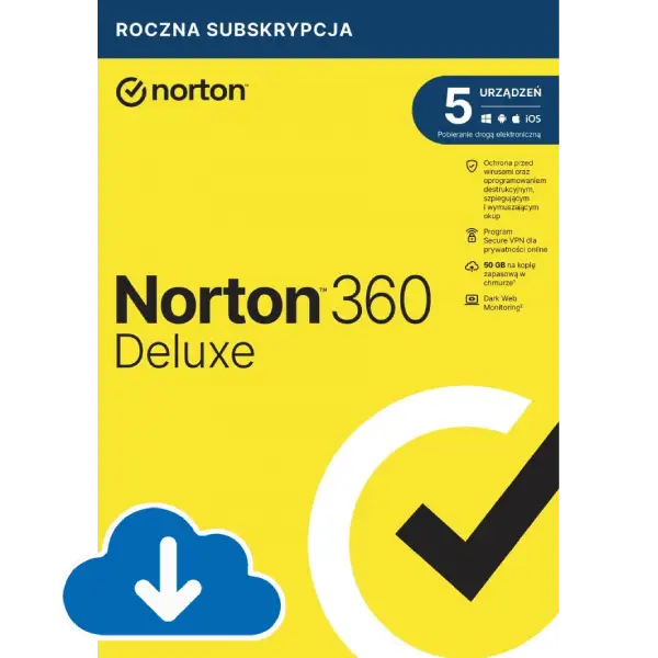 Norton 360 Deluxe (5 urządzeń, 1 rok) - klucz ESD - bez podawania karty płatniczej