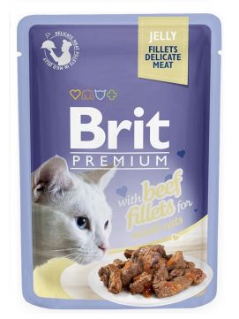 Brit Premium Kot Premium with Beef Fillets for Adult Cats JELLY 85g