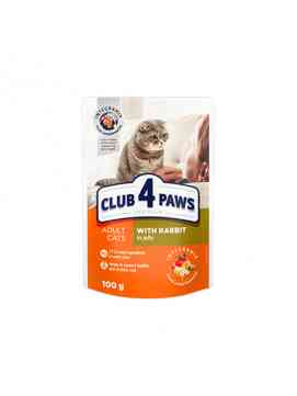 CLUB 4 PAWS CLUB 4 PAWS ADULT CATS WITH RABBIT IN JALLY 100G C4PWRJ100G