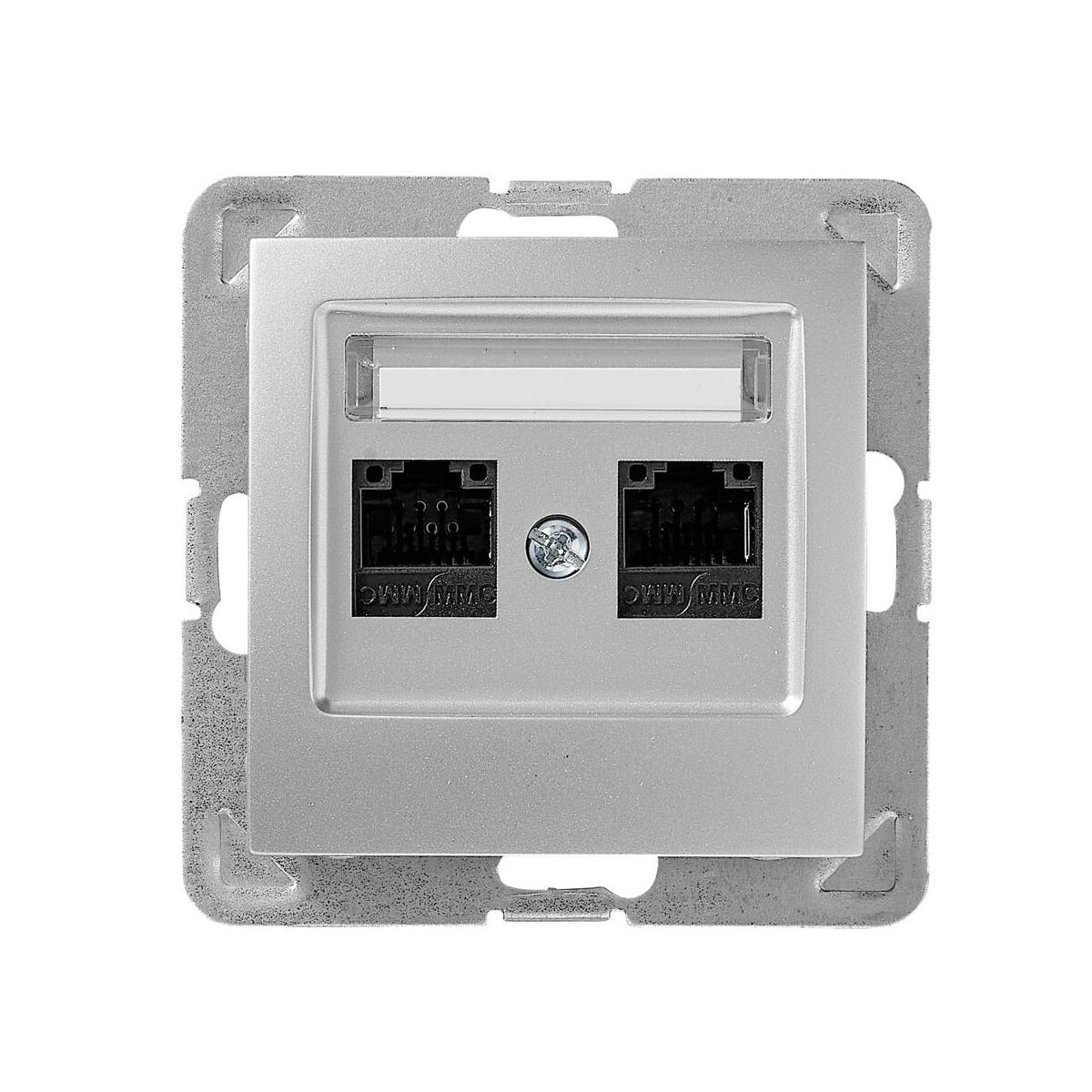 LEDart komputerowe podwójne RJ45 kat.5e, bez ramki - Ospel Impresja GPK-2Y/K/m/18, kolor srebrny
