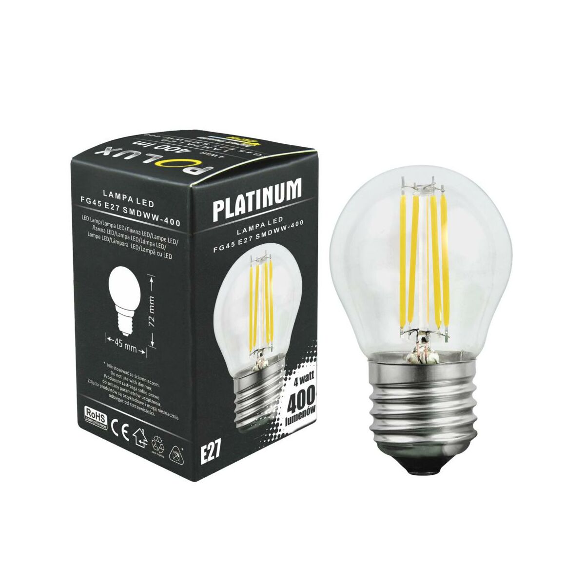 Żarówka E27 (230 V) 4 W 400 lm Ciepła biel POLUX
