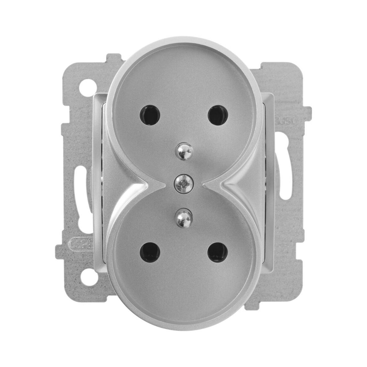 Polmark Gniazdo podwójne 2 x 2P + Z ROSA srebrny