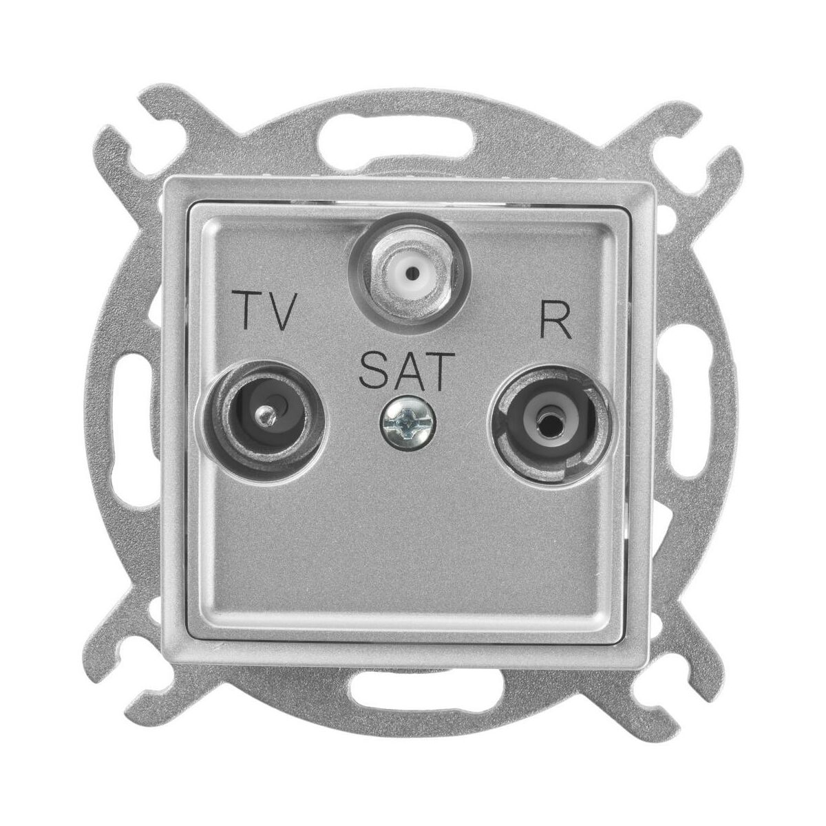 Polmark Gniazdo RTV - SAT przelotowe ROSA srebrny