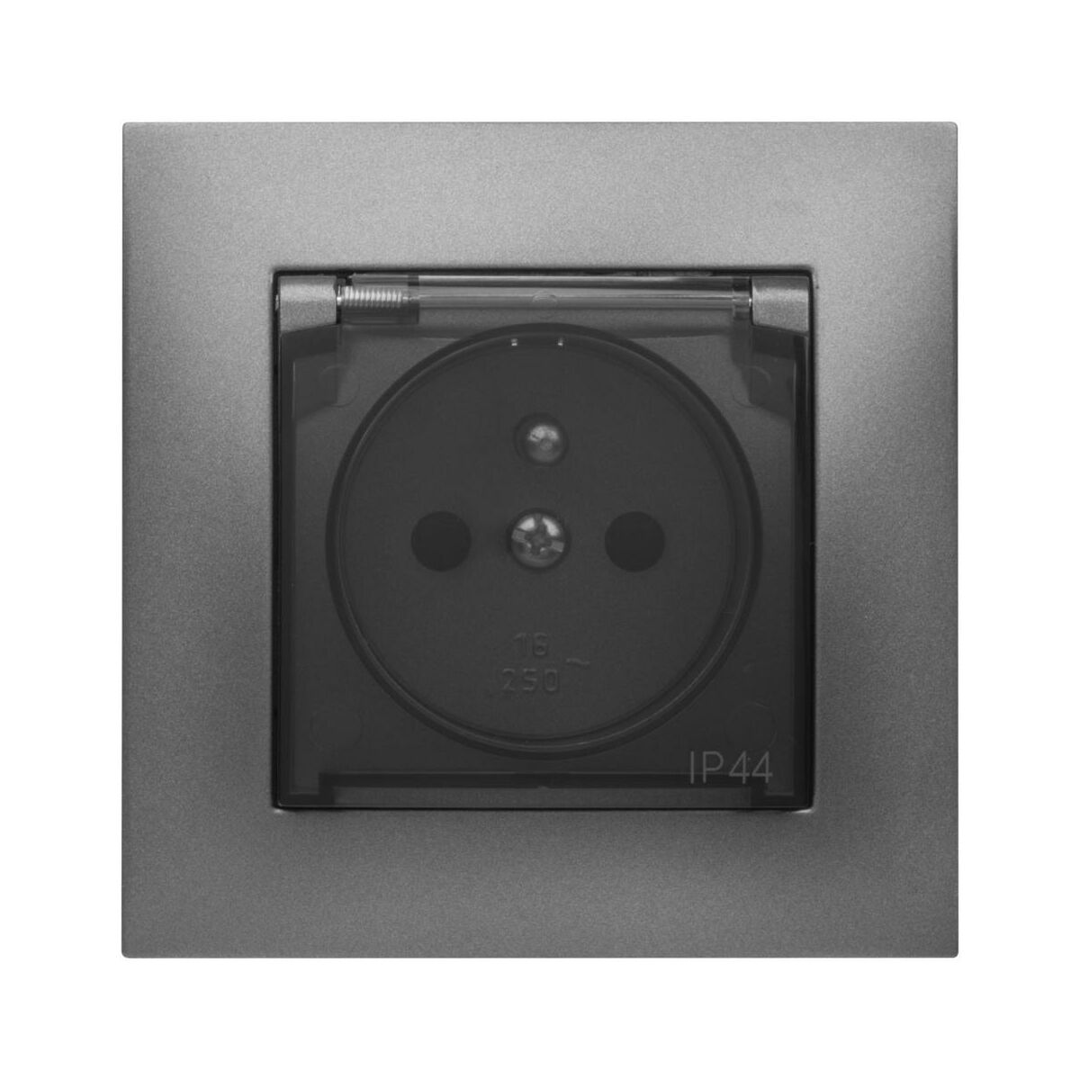 LEDart ELEKTRO - PLAST pojedyncze z uziemieniem z klapką 2P + Z CARLA grafitowy ELEKTRO - PLAST