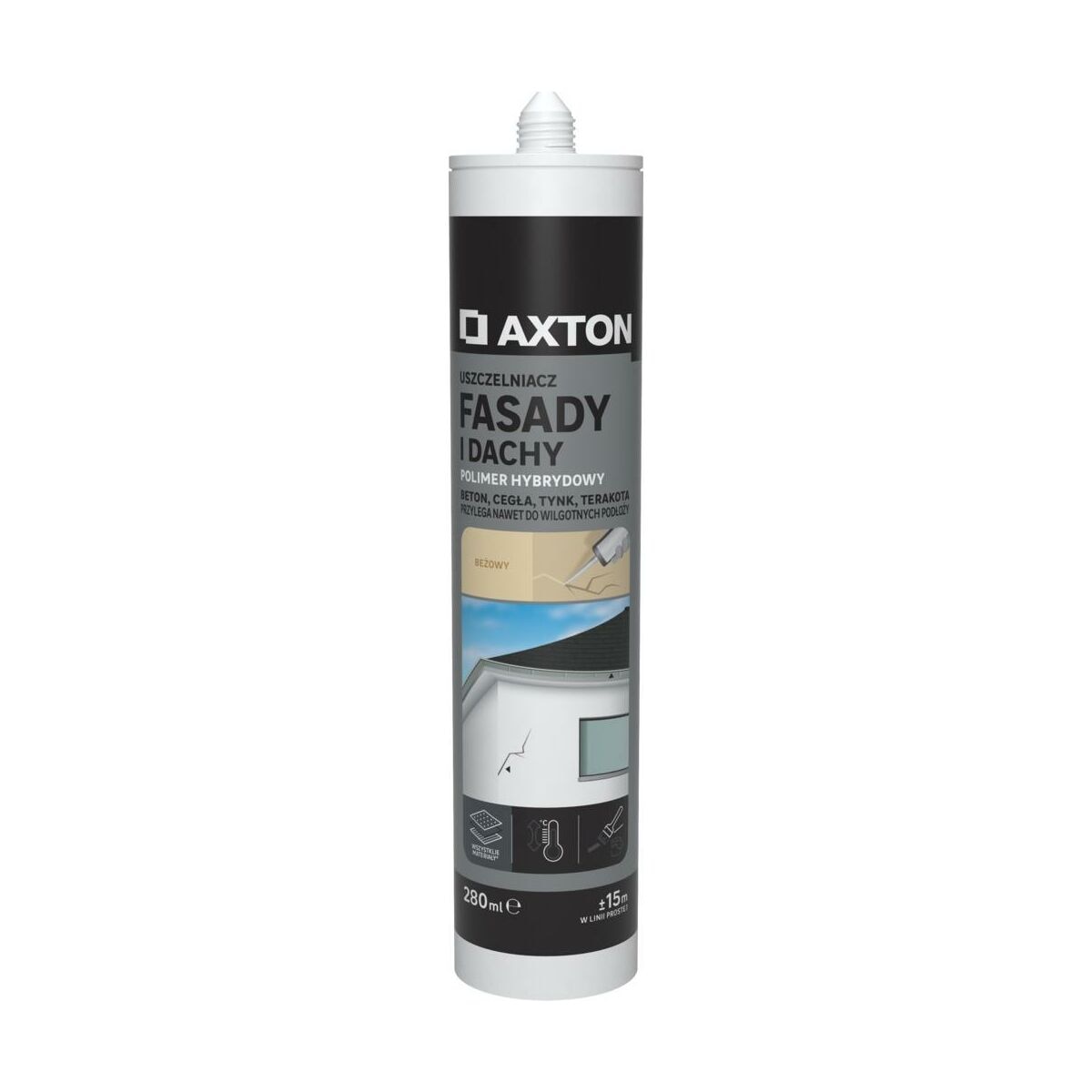 Uszczelniacz Fasady i Dachy 280 ml kamień Axton