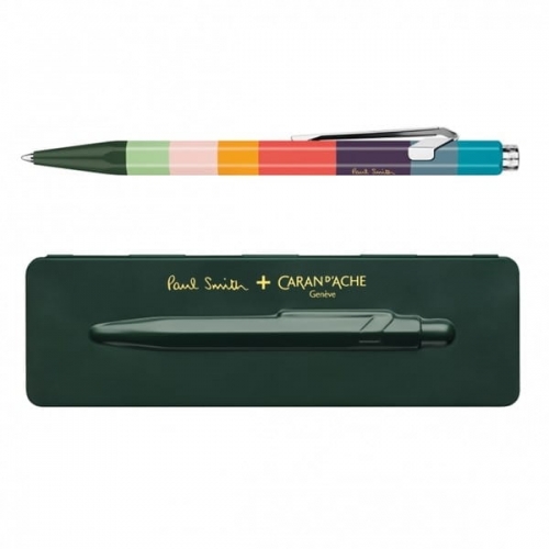 Długopis automatyczny CARAN D'ACHE 849 PAUL SMITH RACING GREEN M w pudełku ciemnozielonym obudowa mix kolorów wkład niebieski /CD849-729/ PB1292-1P28