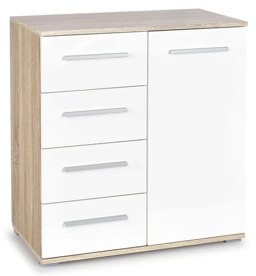 Komoda C5 - biała + dąb sonoma mat A5-D46