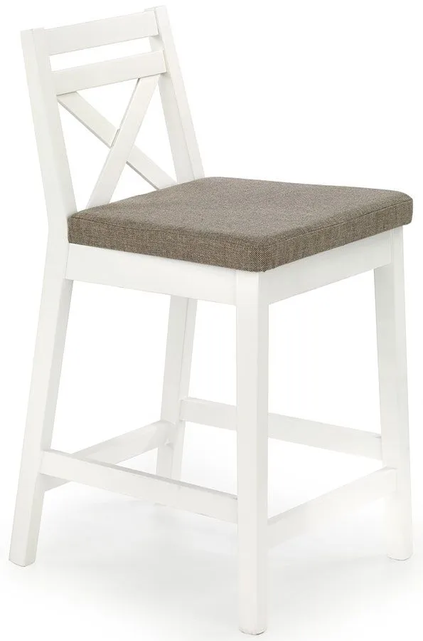 Białe skandynawskie tapicerowane krzesło barowe H7-D18