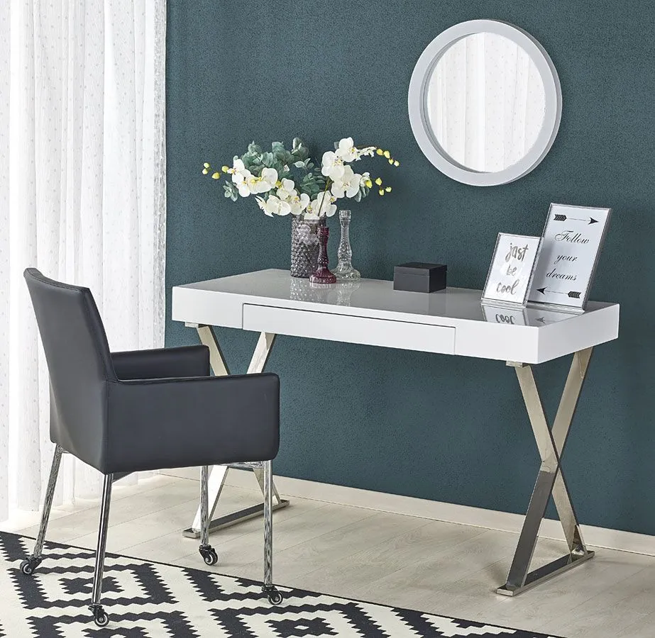 Elior Biurko lakierowane glamour biały połysk W8-M84