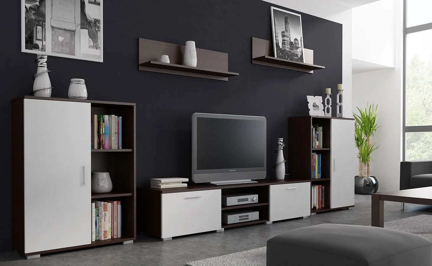 Meblościanka biała + wenge T2-M58