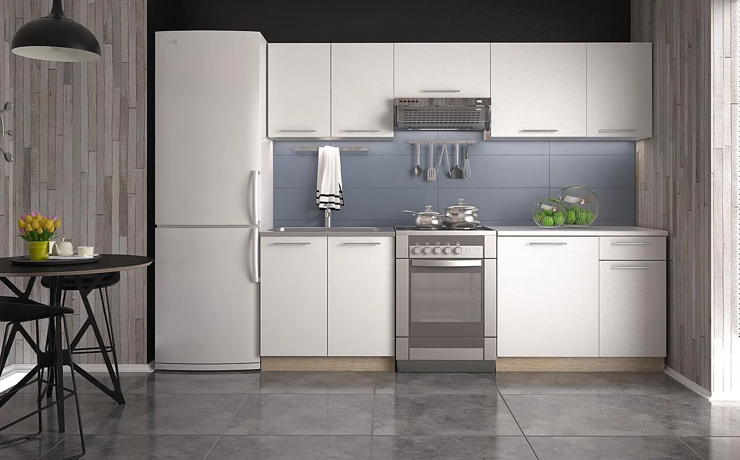 Zestaw mebli kuchennych - biały + dąb sonoma W3-K83