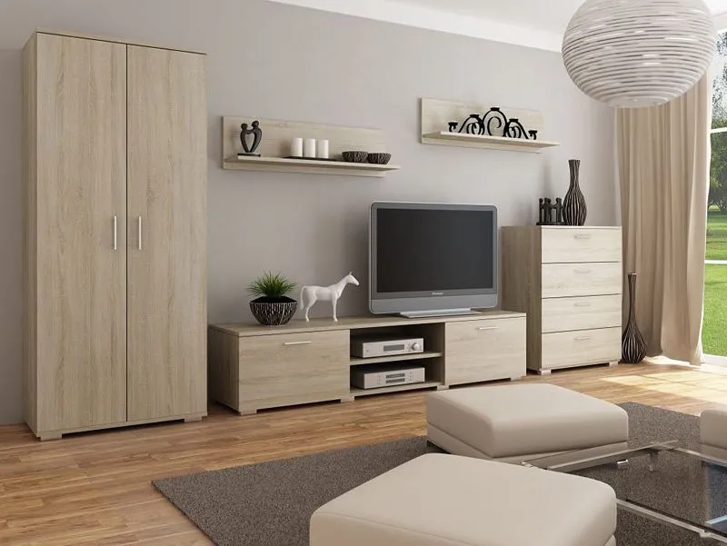 Meblościanka komplet mebli do salonu z szafą dąb sonoma L1-F48