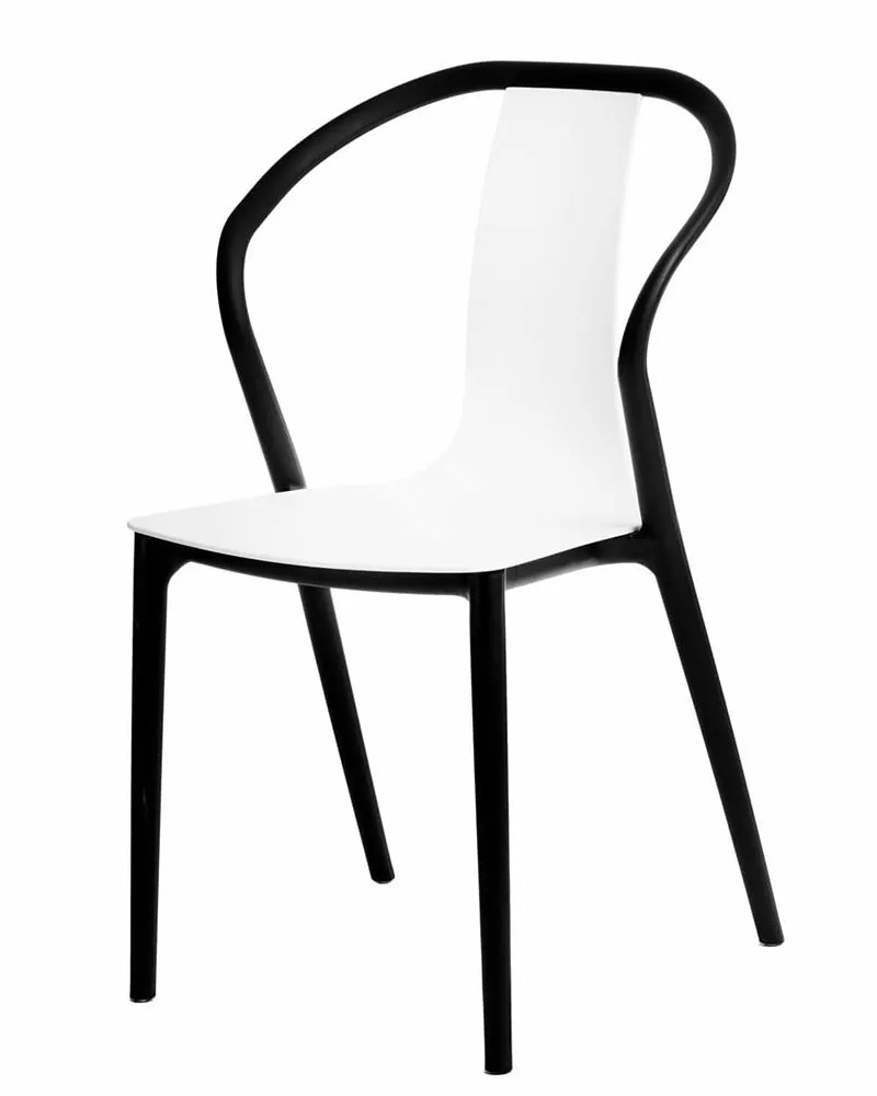 Białe designerskie krzesło z czarnymi nogami tulipan - Mallon