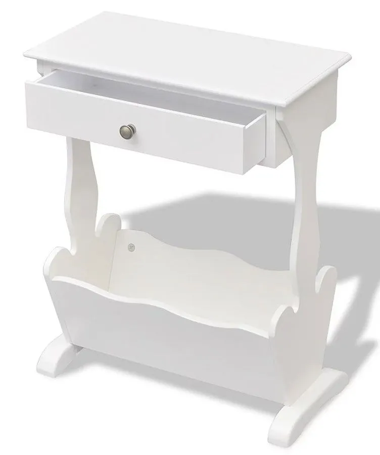 Biały stojak na gazety z szufladą L3-R77