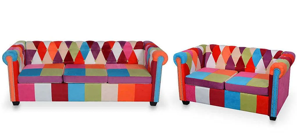 Komplet wypoczynkowy w stylu patchwork Elion