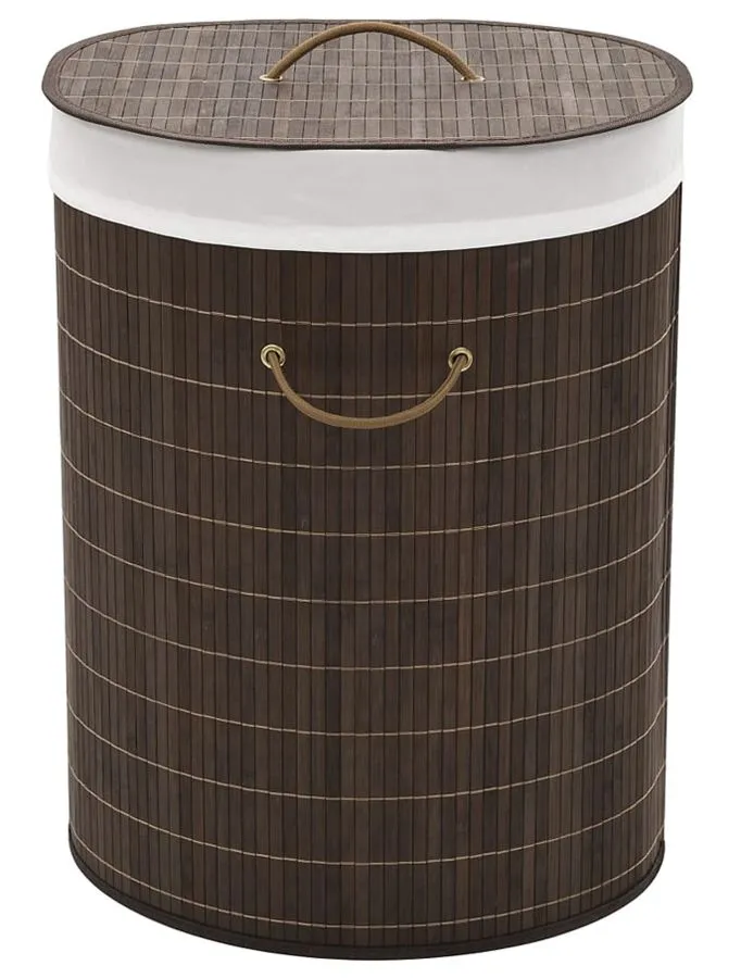 Bambusowy owalny pojemnik na pranie Moira 3X - ciemnobrązowy