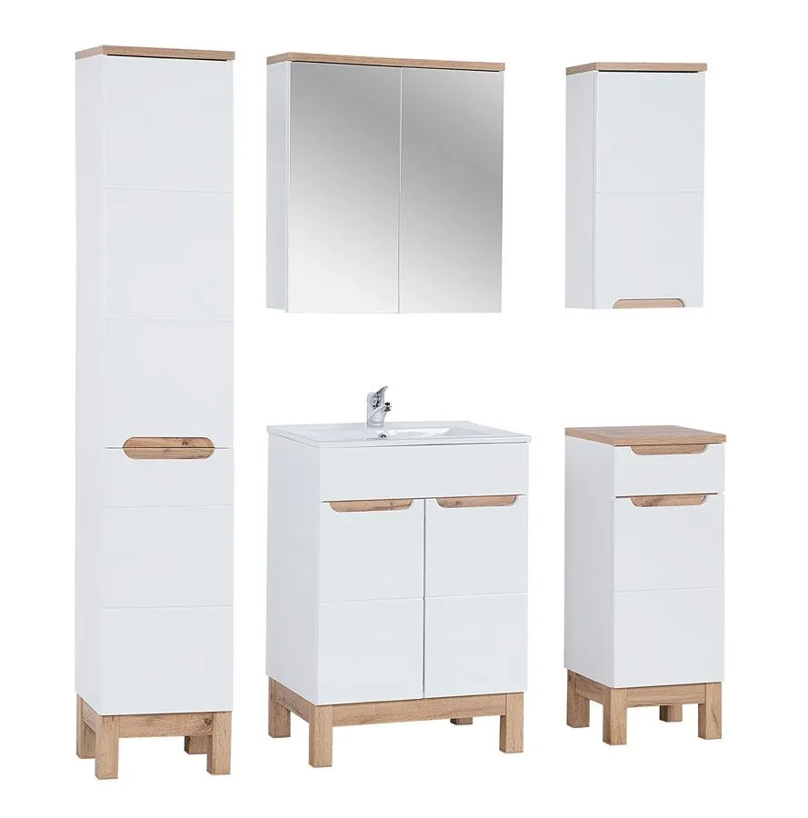 Zestaw mebli łazienkowych z koszem Dixi 3Q 60 cm - Biały połysk