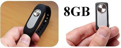 Miniaturowy Rejestrator Dźwięku/Podsłuch Nagrywający (8GB/140h), Ukryty w Opasce na Nadgarstek.