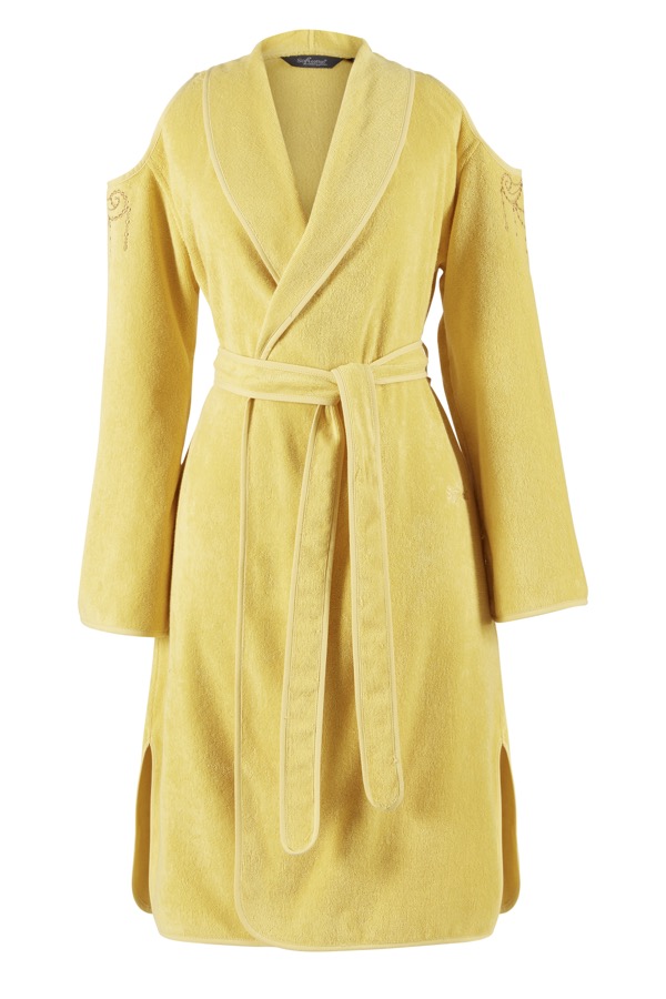 Krótki damski szlafrok GLORIA S Żółty