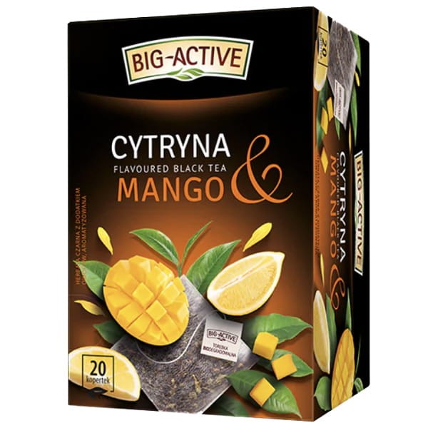 Big-Active Big-Active Cytryna & Mango Herbata czarna z kawałkami owoców 40 g (20 torebek)