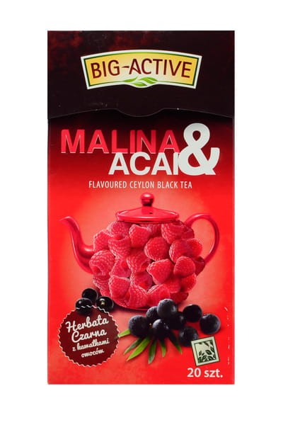 Big-Active Big-Active Malina & Acai Herbata czarna z kawałkami owoców 40 g (20 torebek)
