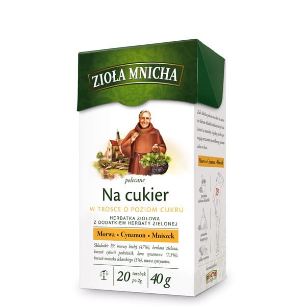 Big Active Big-Active Zioła Mnicha Na cukier Herbatka ziołowa z dodatkiem herbaty zielonej 40 g (20 torebek)