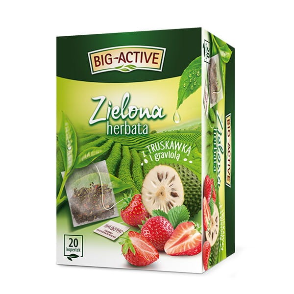 Big-Active Zielona herbata z truskawką i graviolą 30 g (20 x 1,5 g)