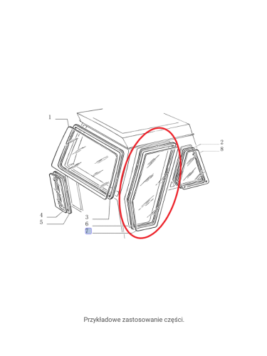 NEW HOLLAND CASE Szyba prawa drzwi CNH 5130884 5130884