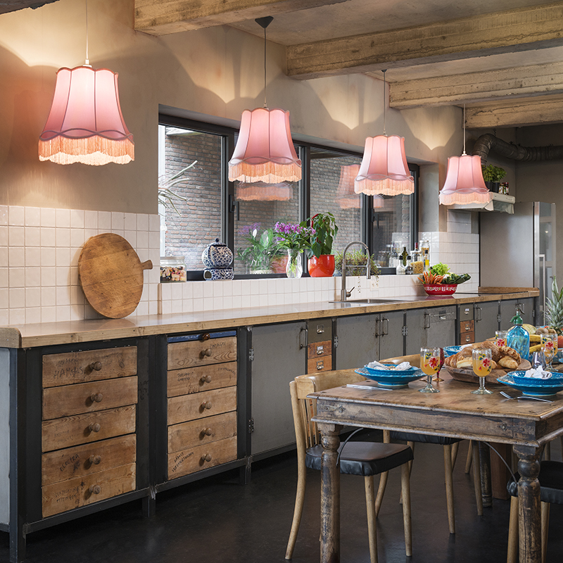 QAZQA Zestaw 4 x lampa wisząca różowa 45cm - Granny