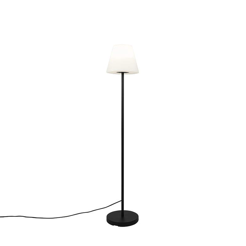 QAZQA Nowoczesna zewnętrzna lampa stojąca czarna klosz biały 25cm IP65 - Virginia