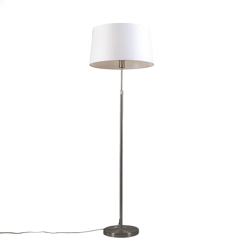 QAZQA Lampa podłogowa regulowana stal klosz biały 45cm - Parte