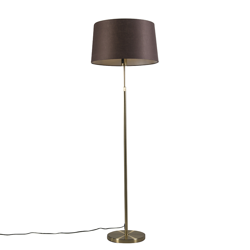 QAZQA Lampa podłogowa regulowana złota/mosiądz klosz brązowy 45cm - Parte