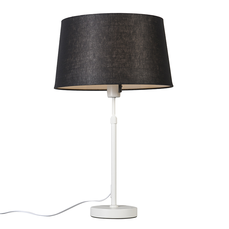 QAZQA Lampa stołowa regulowana biała klosz czarny 35cm - Parte