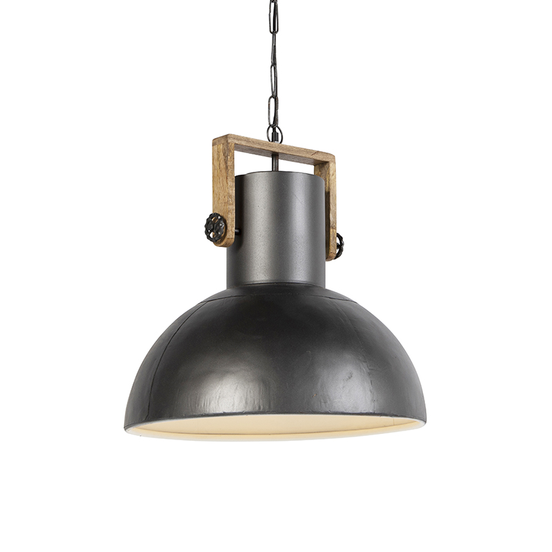 QAZQA Przemysłowa lampa wisząca czarna drewno - Mangoes