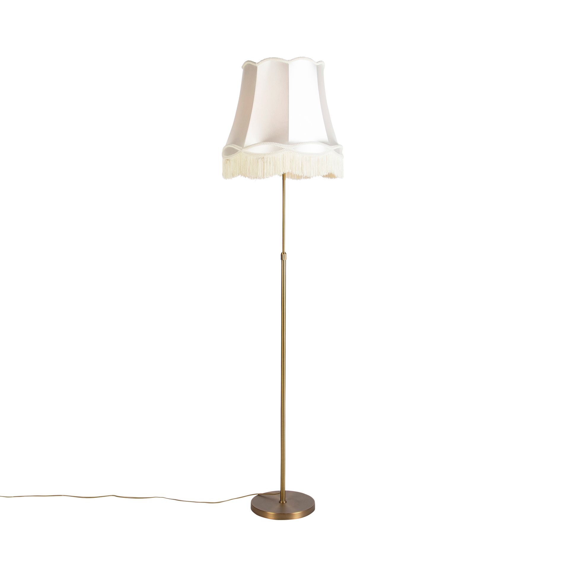 QAZQA Lampa podłogowa regulowana brąz klosz kremowy Granny 45cm - Parte