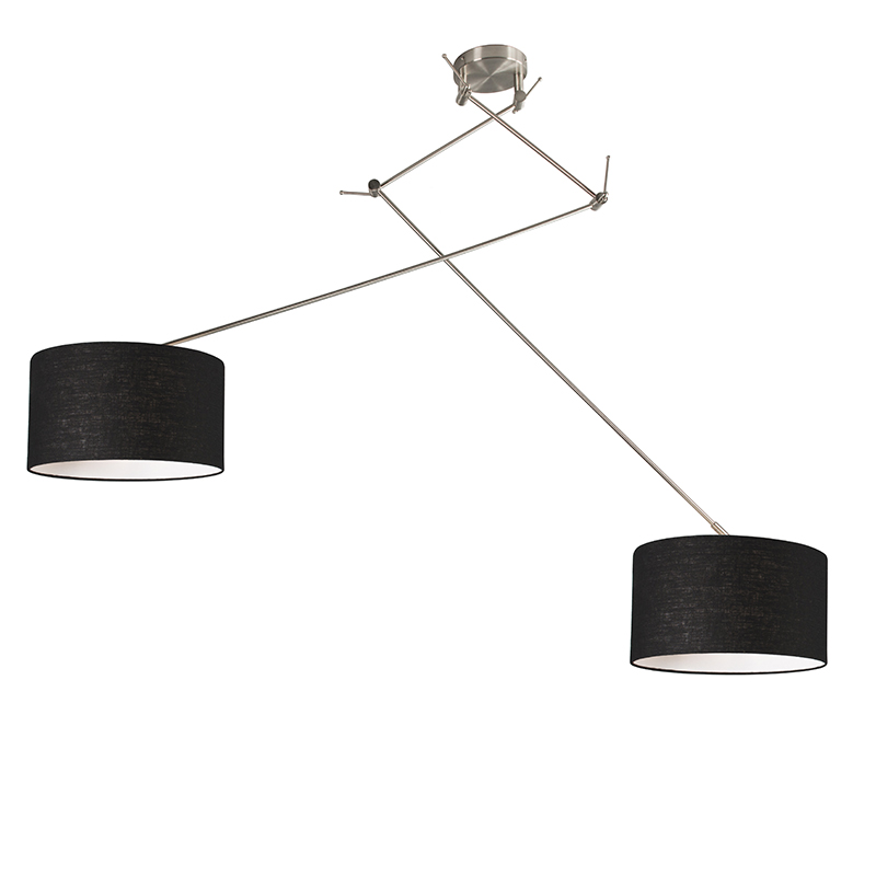 QAZQA Lampa wisząca regulowana stal klosz czarny 35cm - Blitz II