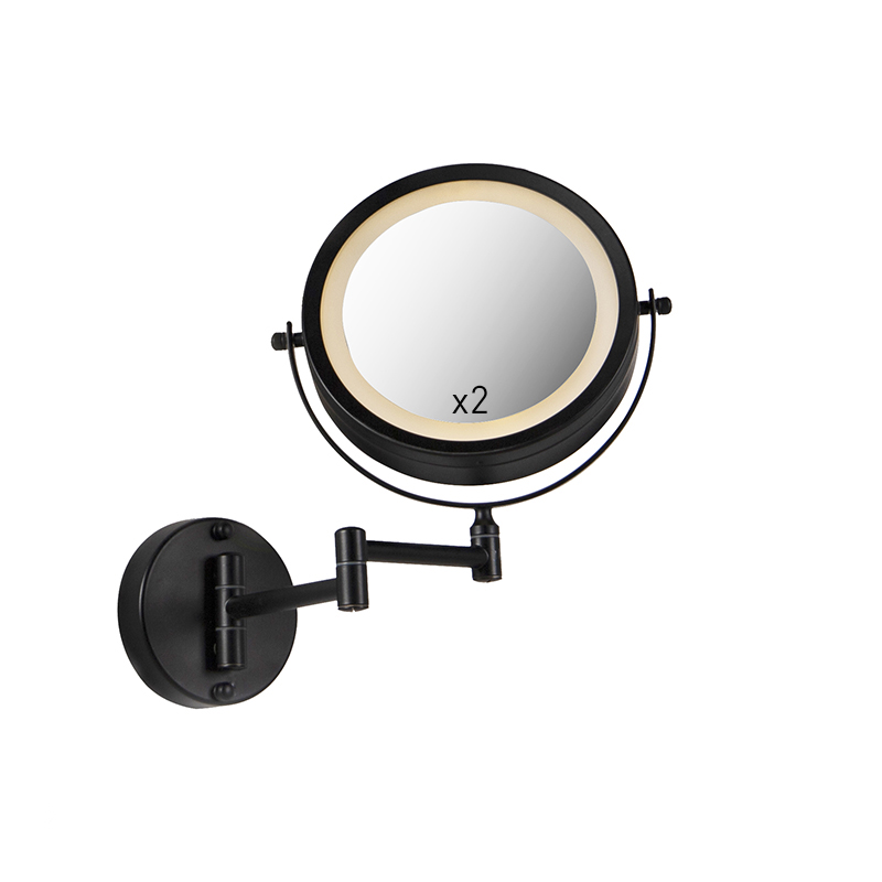 QAZQA Designerskie lustro łazienkowe czarne regulowane LED IP44 3000K-6500K - Vicino