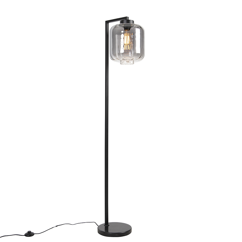 QAZQA Designerska lampa podłogowa szkło przydymione - Qara