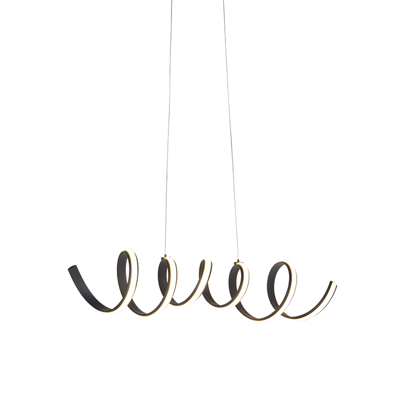 QAZQA Designerska lampa wisząca czarna  ściemniana  w tym duża dioda LED - Twisted