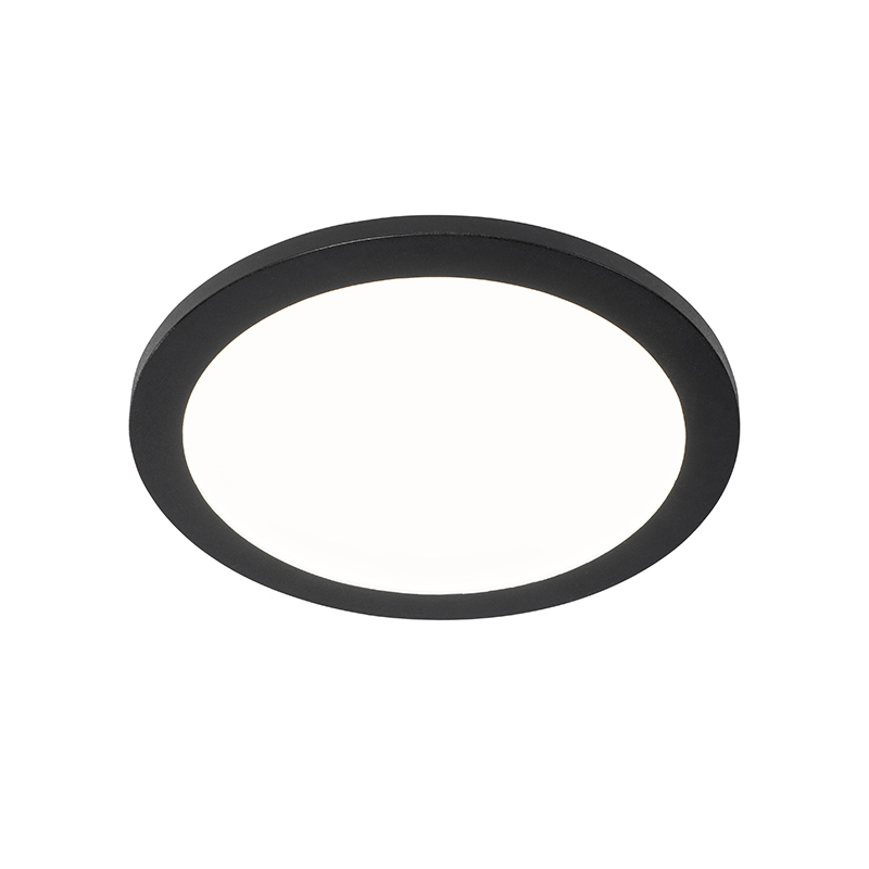 QAZQA Plafon LED okrągły czarny 30cm 3-stopniowe ściemnianie IP44 - Steve