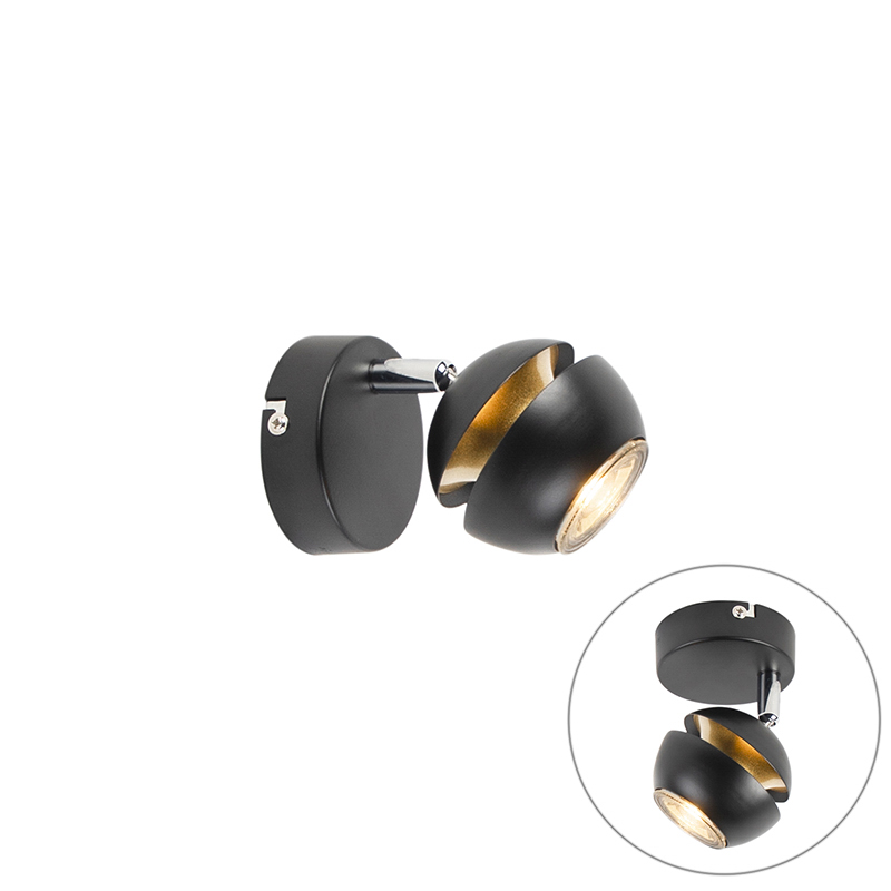 QAZQA Nowoczesny spot czarno-złoty 1-źródło światła - Buell Deluxe