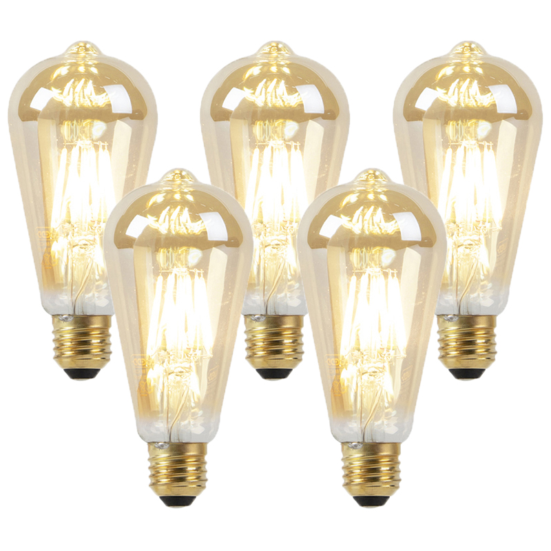 LUEDD Zestaw 5 żarówek LED E27 przyciemniony do ciepłego złota 8W 806 lm 2000-2700K