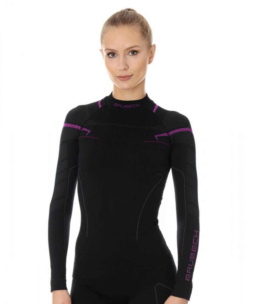Bluza termoaktywna damska Brubeck Thermo LS13100A czarny/różowy