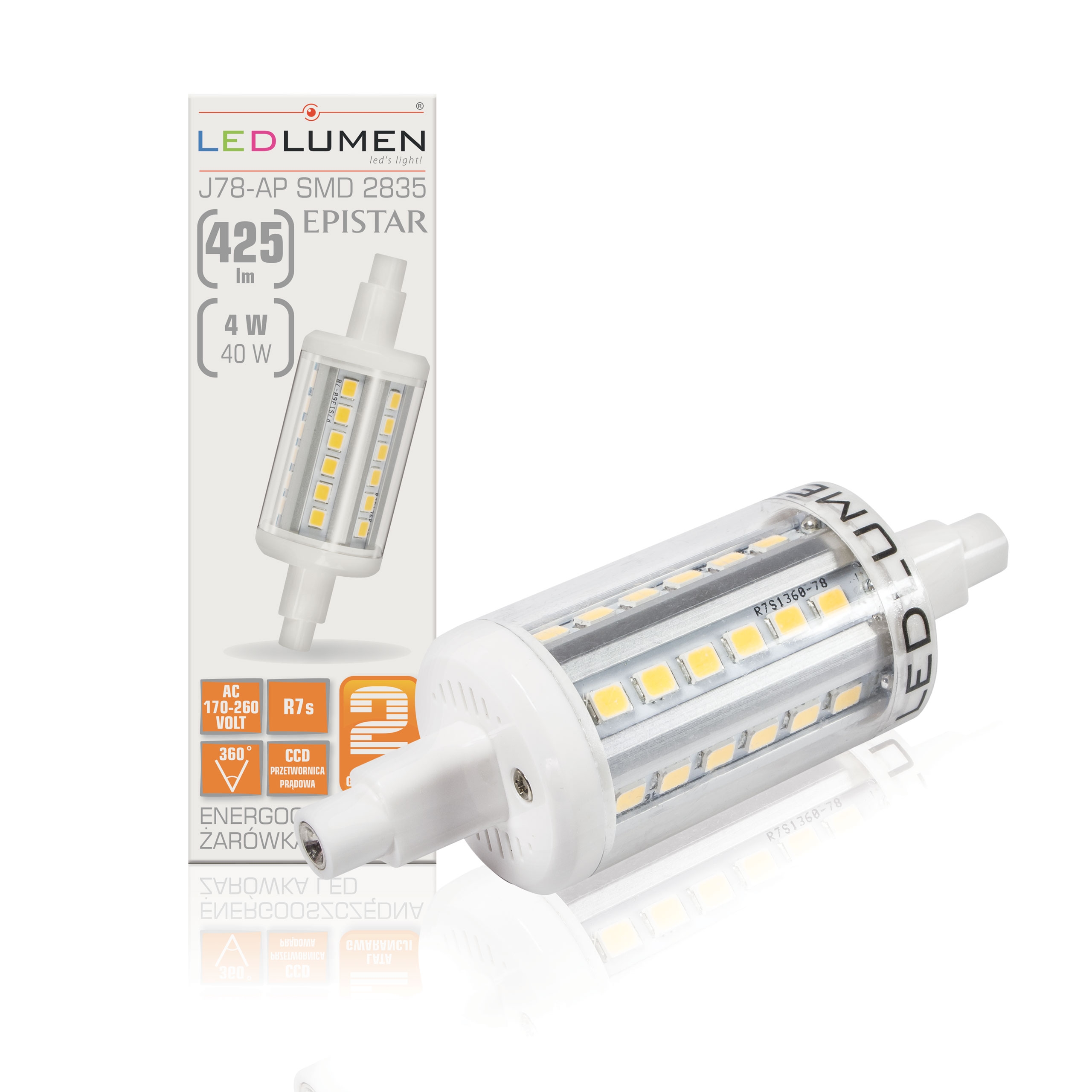 Żarówka LED J78-AP R7s 4W 230V 36x2835 LED CCD biała ciepła