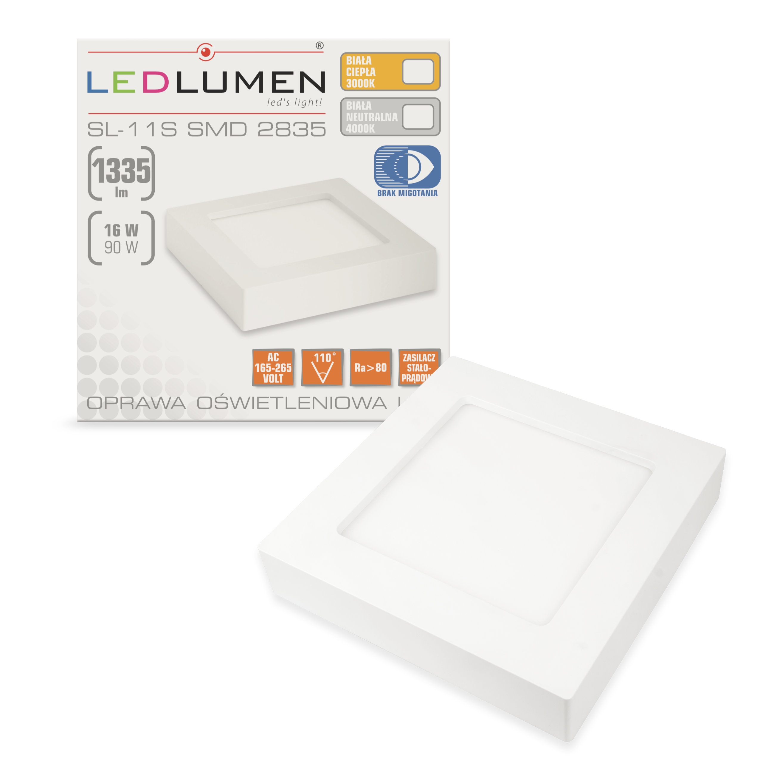 Oprawa natynkowa LED SL-11S 16W 80x2835 WW